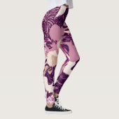 Leggings Fleurs et oiseaux rose vintage (Droite)