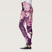 Leggings Fleurs et oiseaux rose vintage (Gauche)