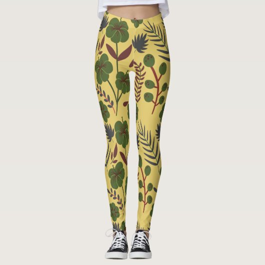 Leggings Fleurs et papillons floraux motifs sans soudure (Devant)