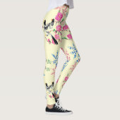 Leggings Fleurs florales à la crème tendance Nature Oiseaux (Droite)