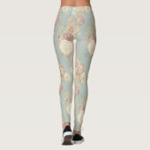 Leggings Fleurs Florales Blanches Rose Bleu Chic Shabby (Dos)