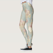 Leggings Fleurs Florales Blanches Rose Bleu Chic Shabby (Gauche)