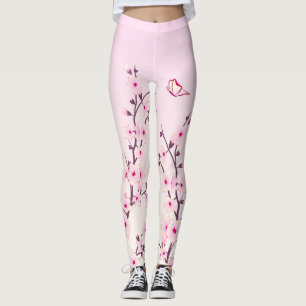 Leggings Fleurs florales de cerises Fille rose