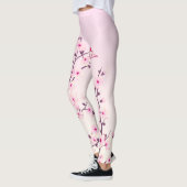 Leggings Fleurs florales de cerises Fille rose (Gauche)