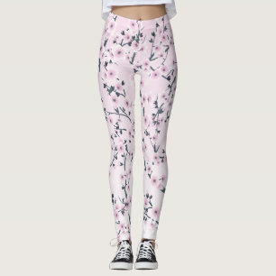 Leggings Fleurs florales de cerisiers roses