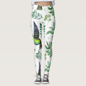 Leggings Fleurs florales vertes inspirées de la nature Moti (Devant)