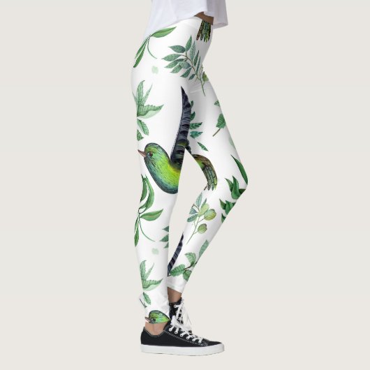 Leggings Fleurs florales vertes inspirées de la nature Moti (Droite)
