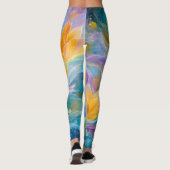 Leggings Fleurs flottantes de lotus doré abstrait (Dos)