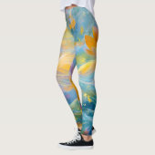 Leggings Fleurs flottantes de lotus doré abstrait (Gauche)