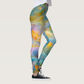 Leggings Fleurs flottantes de lotus doré abstrait (Droite)