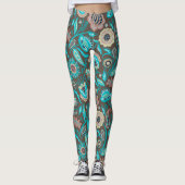 Leggings Fleurs folk exotiques colorées motif (Devant)