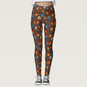 Leggings Fleurs folkloriques polonaises Wycinanki Brown (Devant)