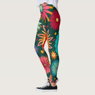 Leggings Fleurs folkloriques super, Décor Lumineux Rétro Ma