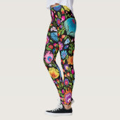 Leggings Fleurs folkloriques Wycinanki noir  (Gauche)