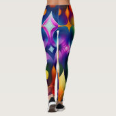 Leggings Fleurs fractales colorées Motif arc-en-ciel (Dos)