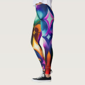 Leggings Fleurs fractales colorées Motif arc-en-ciel (Gauche)