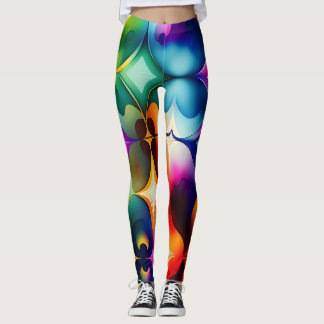 Leggings Fleurs fractales colorées Motif arc-en-ciel