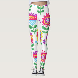 Leggings Fleurs gaies Vintage Motif coloré