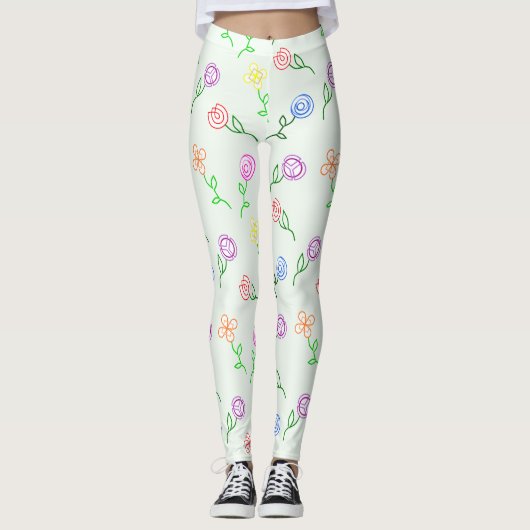Leggings Fleurs géométriques (Devant)