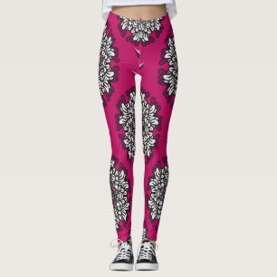 Leggings Fleurs Graphiques Florales rose sans joint