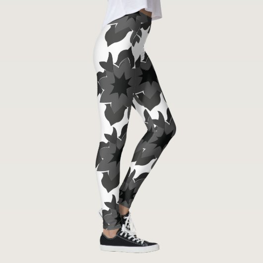 Leggings Fleurs Gris Noir Floral (Droite)