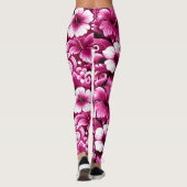 Leggings Fleurs hawaïennes tropicales Hibiscus rose blanc (Dos)