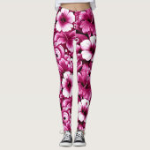 Leggings Fleurs hawaïennes tropicales Hibiscus rose blanc (Devant)