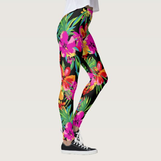 Leggings Fleurs hawaïennes Votre couleur Arrière - plan (Droite)