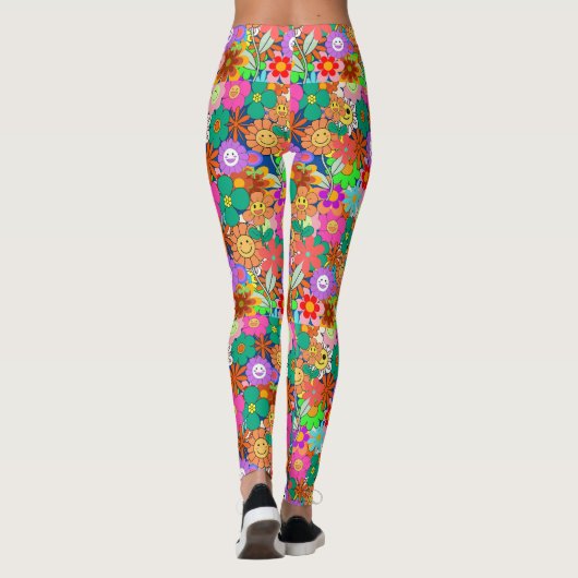 Leggings Fleurs hippies Boho Super rétros (Dos)