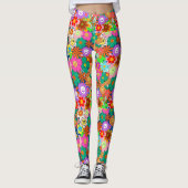 Leggings Fleurs hippies Boho Super rétros (Devant)