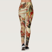 Leggings FLEURS JAPONAISES ANCIENNES Rouge Vert Noir Floral (Dos)