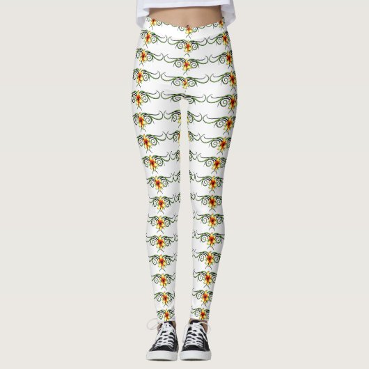 Leggings fleurs jaunes (Devant)