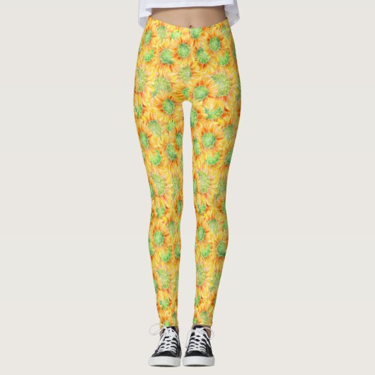 Leggings Fleurs jaunes (Devant)