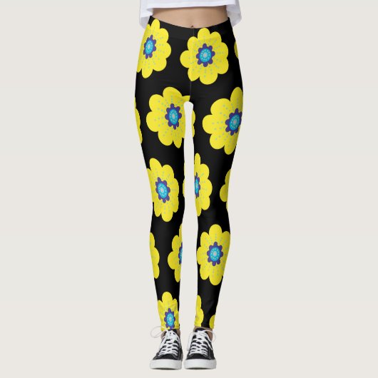 Leggings Fleurs jaunes  (Devant)