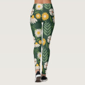 Leggings Fleurs jaunes avec feuilles verts (Dos)