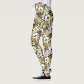 Leggings Fleurs jaunes, blanches sur un arrière - plan de t (Gauche)