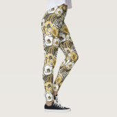 Leggings Fleurs jaunes, blanches sur un arrière - plan de t (Droite)