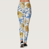 Leggings Fleurs Jaunes : Conception Textile sans joint (Dos)