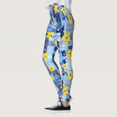 Leggings Fleurs jaunes Motif bleu (Gauche)