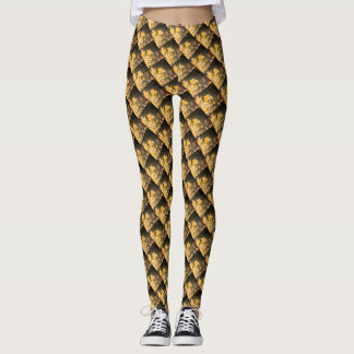 Leggings Fleurs Jaunes Noires Design motif