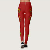 Leggings Fleurs jaunes sur pattes de vigne Brown (Dos)
