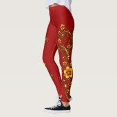 Leggings Fleurs jaunes sur pattes de vigne Brown (Gauche)