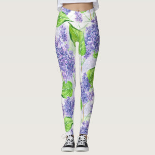 Leggings Fleurs lilas aquarelles