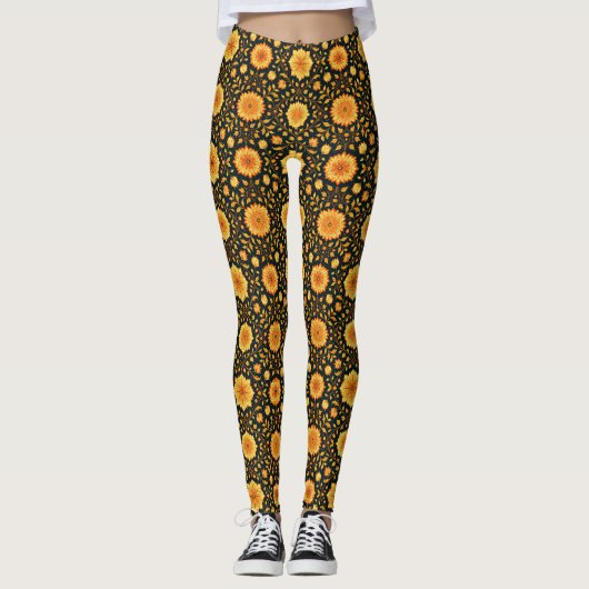 Leggings Fleurs Mandala d'automne (Devant)