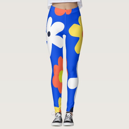 Leggings Fleurs marguerites colorées motif (Devant)