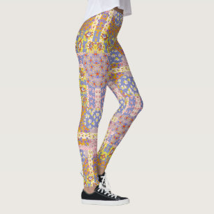 Leggings Fleurs marguerites modernes en Patchwork sur Périw
