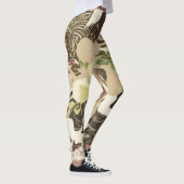 Leggings Fleurs marron vintage et beige et oiseaux (Droite)
