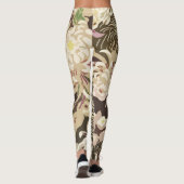 Leggings Fleurs marron vintage et beige et oiseaux (Dos)