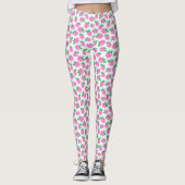 Leggings Fleurs mignonnes et roses roses roses blanches (Devant)
