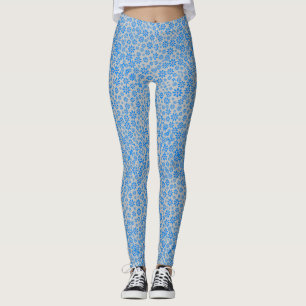 Leggings Fleurs minuscules Motif.Bleu 02.b LGrey BG